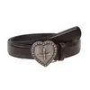 2026 Nueva Hebilla de Presión de Metal en Forma de Corazón Cinturón Versátil Simple Retro para Mujer Cinturón Decorativo para Jeans Moderno