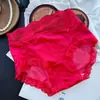[Rojo Ancola] 880# Ropa Interior Roja Grande de Año Nuevo Malla de Encaje Seda de Hielo Ropa Interior Roja