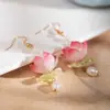 Aretes Clásicos Chinos, Aretes de Loto Estilo Chino, Lujo Ligero Estilo Hada Fresco de Verano Estilo Antiguo Accesorios de la Dinastía Han