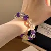 Pulsera Qiaoen de Ágata Amarilla Natural Flor Negra Dorada Multigemas con Piedra Lunar Negra y Cristal Blanco, Diseño Versátil, Mayoreo