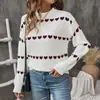 El suéter pullover de cuello redondo más vendido de Temu, un suéter de punto estilo europeo y americano para el Día de San Valentín, un suéter dulce y romántico de manga larga con diseño de corazón, perfecto para citas