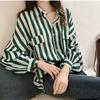 Camisa Listrada Transfronteiriça de Comércio Exterior para Mulheres, Novo Estilo Primavera e Outono 2026, Blusa Solta Plus Size para Mulheres, Camisa de Manga Longa Estilo Hong Kong