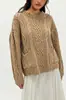 Comercio Exterior Ropa de Mujer 2026 Otoño/Invierno Nuevo Cuello Redondo Color Sólido Jacquard Bolsillo Suéter de Punto Pulóver de Punto Trenzado Retro