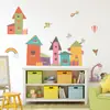BR3730H casa de anime de dibujos animados abstracto animal pequeño columpio autoadhesivo pegatinas de pared dormitorio decoración de habitación infantil pegatinas