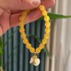 Pulsera de jade blanco con diseño de nicho y cristal de ágata de imitación, ideal para parejas y amigas.