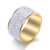 Anillo de Moda Versátil Incrustado con Diamantes de 12 mm con 8 Filas de Diamantes, Anillo de Acero Inoxidable al por Mayor, Best-Seller Transfronterizo Europeo y Americano en Amazon