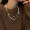 Collar de Perlas Multicapa Shijia para Mujer, Cadena Larga para Suéter, Lujo Ligero, Sensación de Alta Gama, Elegante Estilo Chanel, No se Desvanece