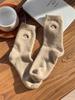 Meias de outono e inverno femininas de veludo de marta, meias tubulares, forradas com fleece, grossas, quentes, fofas, de gato, para dormir, para casa, meias de bebê
