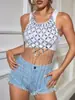 Yuying Comércio Exterior Europeu e Americano AliExpress Primavera e Verão Novo top cropped sem mangas oco com franjas de cristal brilhante Y21580