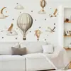 Pegatinas de pared retro de estilo nórdico de globo aerostático con lunas, nubes y estrellas - autoadhesivas, para sala de estar, pasillo o decoración de pared de fondo - venta al por mayor