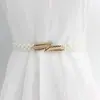 Cinturón elástico con cadena de perlas y diamantes de imitación para mujer, estilo coreano, para decorar vestidos de moda, con flores dulces.