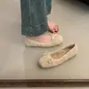 Nuevos Zapatos de Ballet con Lazo Cálidos, Forro de Felpa Peluda, Slip-On de Ballet, Boca Baja Mary Jane para Mujer, Otoño e Invierno 2025
