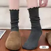Meias grossas brancas para mulheres, punhos de meia tipo bolha, renda estilo Miu, meias de cano médio, estilo Gakuen simples, combine com Birkenstocks, meias femininas