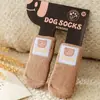 Meias para Cachorro Co-Branded para Teddy e Bichon, Antiderrapantes para Uso Interno, Anti-Arranhão, Anti-Sujeira, Pacote com Quatro, Sapatinhos para Cachorro, Meias para Pet