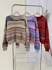 Suéter Pulóver de Cuello Redondo con Rayas Degradadas Estilo Fair Isle para Mujer 2026 Nuevo Diseño de Principios de Otoño Top Brillante de Punto