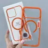 Funda Magnética de Acrílico Esmerilado con Agujero Grande para Teléfono Adecuada para iPhone 17 Apple 16 Funda Magnética de Marco Grande Colorida 15
