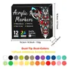 Suministro Exclusivo Transfronterizo de Marcadores Acrílicos de Doble Punta y Doble Color de 72 Colores para Graffiti DIY, Punta Suave, que No se Desvanecen, Apilables y Bolígrafos de Contorno