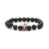 Pulseira Coroa de Pedra Natural Venda Quente Transfronteiriça Estilo Europeu e Americano, Pulseira de Contas Artesanal com Zircônia Incrustada em Cobre, Atacado de Joias Masculinas