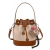 Nuevo modelo de comercio exterior, bolso cruzado de mujer en color contrastante, elegante y sencillo bolso de mano con cierre de cordón, bolso tipo cubo de moda, bolso de hombro a la moda