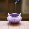 Quemador de incienso de tres patas color morado lila del fabricante para uso doméstico, porta incienso para interiores, base vintage para varillas de incienso, quemador de incienso estilo chino