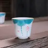 Xícara de Chá Kung Fu Lótus Pintada à Mão Porcelana Branca Dehua Xícara de Chá para Casa Copo Individual Único Copo do Mestre Xícara para Degustação de Aroma