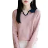 Camisa Base de Organza de Lana para Mujer, Jersey con Cuello de Solapa, Cómoda y Transpirable, Estilo Delgado, Aspecto Juvenil, Ropa Interior Moderna