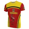 Camiseta Casual Masculina de Manga Curta com Bandeira e Emblema Nacional de Uganda Impressa em 3D Venda Direta da Fábrica Fornecimento para Exportação