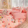 Polka Dot Pastoral Económico Dormitorio Viaje de Negocios Hogar Juego de Sábanas de Cama de Cuatro Piezas Funda Nórdica Pieza Individual Cama Individual Juego de Tres Piezas