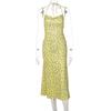 Roupas Femininas Estilo Europeu e Americano 2026 Verão Novo Comércio Exterior Mais Vendido Vestido Sexy Floral de Alça Fina com Fenda e Costas Abertas para Mulheres