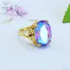 Anillo de Vidrio Colorido Retro Europeo y Americano Ai Yu Banda de Anillo Ajustable Transfronterizo Transmisión en Vivo Venta Caliente Venta al por Mayor S5021511