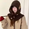 Gorro Balaclava de Lana Estilo Fair Isle para Mujer en Invierno Nieve Cálido y a Prueba de Frío Gorro de Punto con Protección para Orejas