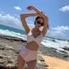 Bikini Sexy Adelgazante Conservador de Dos Piezas Traje de Baño para Aguas Termales Traje de Baño de Cintura Alta Dividido para Mujer
