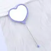 Nuevo Espejo de Maquillaje de Mano con Forma de Corazón Espejo de Corazón Creativo DIY con Perlas Espejo de Maquillaje de Plástico Portátil de una Cara Venta al por Mayor