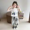 Conjunto de Calça Longa para Meninas Verão 2026 Novo Estilo Colete para Bebê Menina Roupa Fina de Verão Calça de Proteção Solar Infantil Estilosa e da Moda