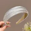 Diadema de corona alta estilo coreano, diadema de borde ancho, diadema para lavarse la cara con dientes, accesorio para el cabello de tela a cuadros de alta gama