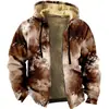Sudadera con capucha de algodón con forro marrón, estampado multicolor transfronterizo europeo y americano, estampado digital 3D