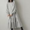 Vestido de chándal de manga larga para mujer, diseño de nicho japonés, holgado, con costuras midi y volantes, largo hasta la rodilla.