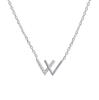 Collar de Diamantes 925 Plata Esterlina para Todo el Cuerpo Letra Simple ins Cadena Clavicular Japonesa y Coreana Joyería de Plata para Mujer 7222G