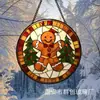Artículos Calientes Transfronterizos Adorno Colgante de Hombre de Jengibre Navideño Atrapasoles de Vidrio Decoraciones para Puerta, Ventana y Jardín