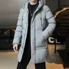 Casaco Acolchoado de Algodão de Comprimento Médio para Outono e Inverno Masculino Tamanho Grande Estilo Coreano Slim-fit com Capuz Casaco Acolchoado de Algodão Casaco Quente Espessado Casaco para Exterior