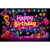 Telón de Fondo Fluorescente Feliz Cumpleaños de Amazon Transfronterizo Banner de Decoración para el Primer Cumpleaños Bandera de Arreglo de Ambiente de Fiesta