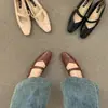 Zapatos Mary Jane Elegantes de Tacón Bajo de Nicho para Mujer 2024 Primavera Nuevos Zapatos de Vestir Cuadrados Marrones