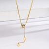 Collar de Acero de Titanio Simple Largo de Diamante Pequeño para Hombre Estilo Coreano Borla Cintura para Mujer Combinable Sensación de Alta Gama Popular en Internet Explosivo de Moda Joyería