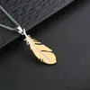 Colar Masculino Europeu e Americano Transfronteiriço Hip-Hop Versátil Pingente de Pena em Aço Inoxidável Corrente de Suéter Personalizada Joias de Aço Titânio Venda por Atacado