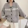 Abrigo Suéter de Punto Holgado Estilo Perezoso con Cuello Solapa Estilo Coreano Transfronterizo para Mujer, Nuevo Otoño e Invierno Suave y Casual Versátil