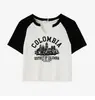 Camiseta de Manga Corta con Cuello en V Descuento de Liquidación para Mujer Diseño de Hombro Adelgazante Sentido del Diseño Letras Nicho Estampado Top Corto para Verano