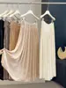 Falda Plisada Larga para Mujer con Cintura Elástica y Cordón, Color Sólido de Verano, Adelgazante, con Caída, Versátil, Casual, Elegante, de Corte A