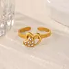 Anillo Cruzado de Acero Inoxidable Chapado en Oro de 18 Quilates, Estilo Nuevo Europeo y Americano, para Mujer, Versátil para el Uso Diario, Joyería de Anillo Abierto Simple y a la Moda