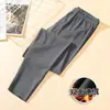 Pantalones cálidos de terciopelo de doble cara para hombre, leggings de invierno con cintura elástica y forro polar, pantalones calefactores de temperatura constante, forro sin rastro