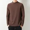Nova blusa masculina de gola alta de manga comprida para o outono, estilo coreano, moderna, camiseta preta pura para o outono